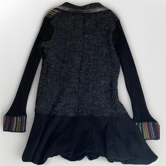 Liquid by Sioni Cardigan Black Long Wool Mohair Boho Sweater Sz XL Whimsigoth - Picture 2 of 9